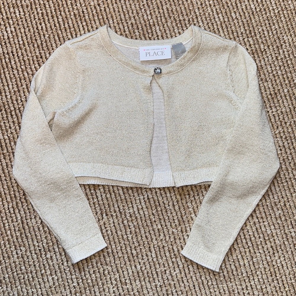 Children's Place sparkly gold dress coverup long sleeve size 2T